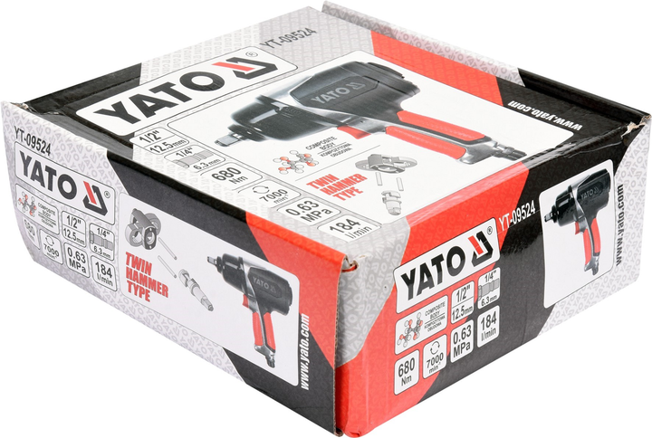 Klucz udarowy pneumatyczny YATO 1/2" 680 Nm (YT-09524) - obraz 4