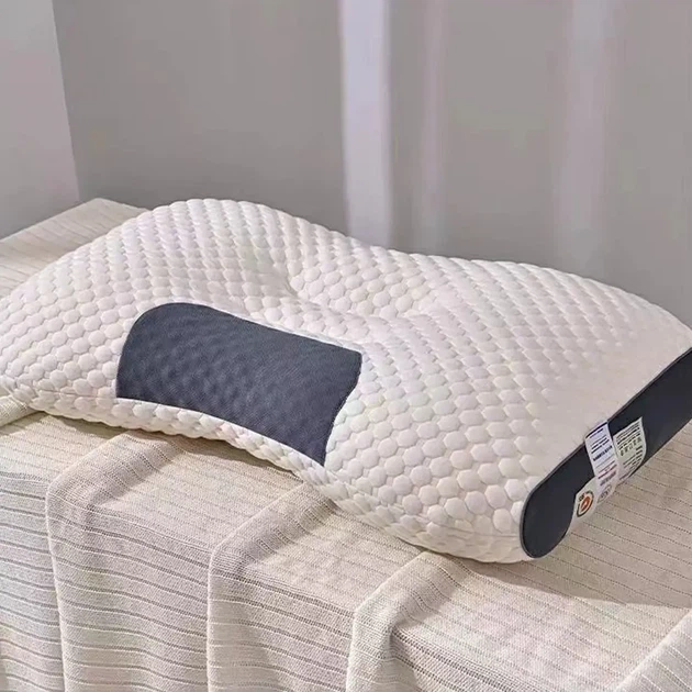 Ортопедична подушка для сну Pillow-01 анатомічна 48x74 см з підтримкою шиї та спини поліефірне волокно Біло-сіра - зображення 6