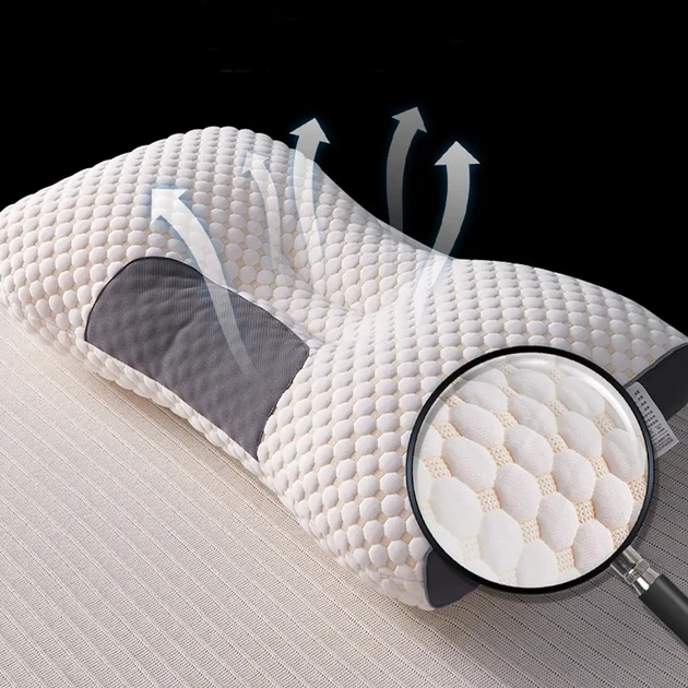 Ортопедична подушка для сну Pillow-01 анатомічна 48x74 см з підтримкою шиї та спини поліефірне волокно Біло-сіра - зображення 8