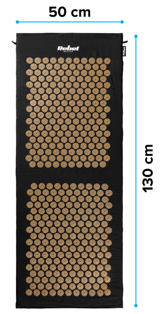 Килимок для акупресури з шипами та подушкою Rebel Active XXL 130 x 50 см Золоті шипи (5901890114288) - зображення 4