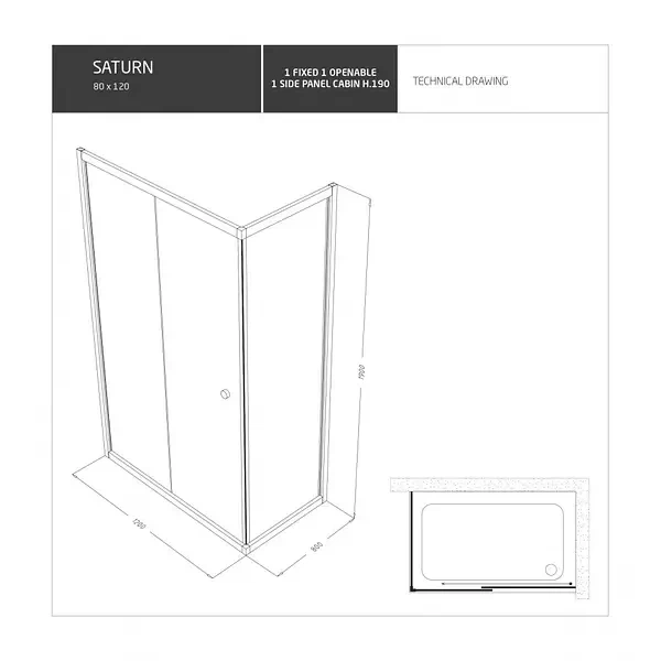 Душевая кабина без поддона Shower SATURN STN-190 100x70x190 см раздвижные двери матовое стекло 5мм (С15515) - изображение 5