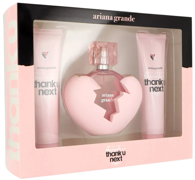 Набір для жінок Ariana Grande Thank U Next Парфумована вода 100 мл + Лосьйон для тіла 100 мл + Гель для душу 100 мл (812256029755) - зображення 2