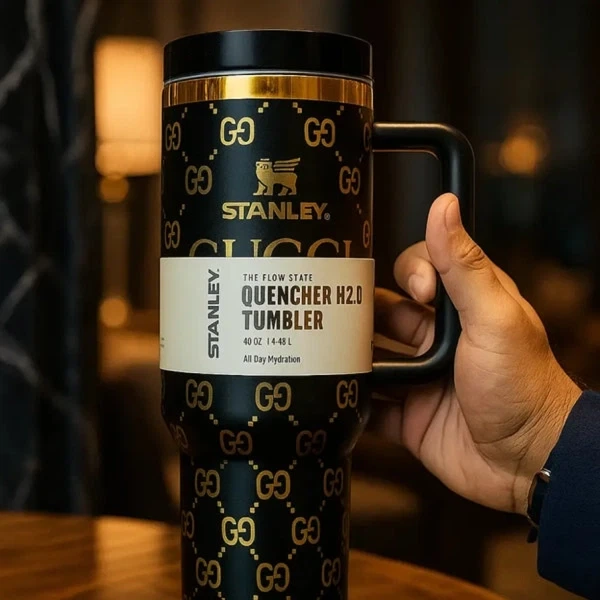 Термос термокружка Stanley Quencher H2.0 Tumbler 1,18 л Navy Black Monogram - изображение 3