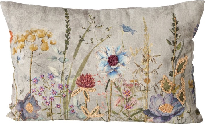 Декоративна подушка Boltze Blomster бавовняна з квітковим візерунком 60 x 40 x 16 см (4066076329533) - зображення 1