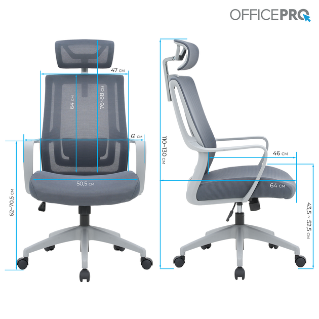 Крісло офісне OfficePro Harmony OC310-G-G-G - изображение 14