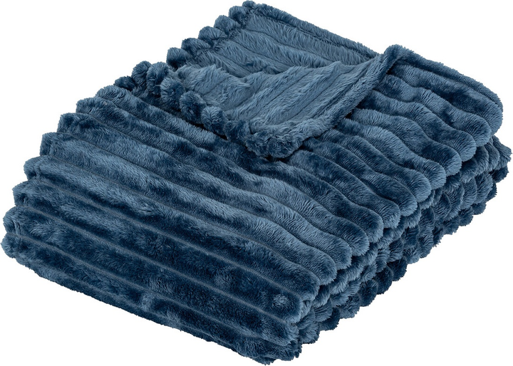 Koc Atmosphera Astbox w prążki granatowy 130 x 170 cm (5902973448573) - obraz 1