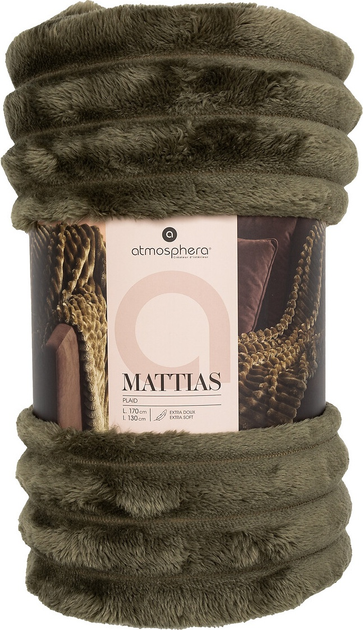 Koc Atmosphera Astbox w prążki khaki 130 x 170 cm (5902973448597) - obraz 3