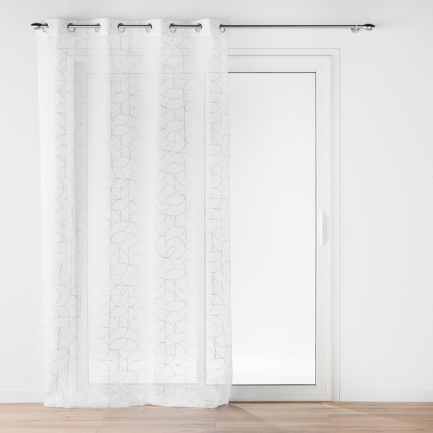 Firana Douceur d'intérieur Louxor na przelotkach ze złotym nadrukiem Biała 140 x 280 cm (3574386276474) - obraz 1
