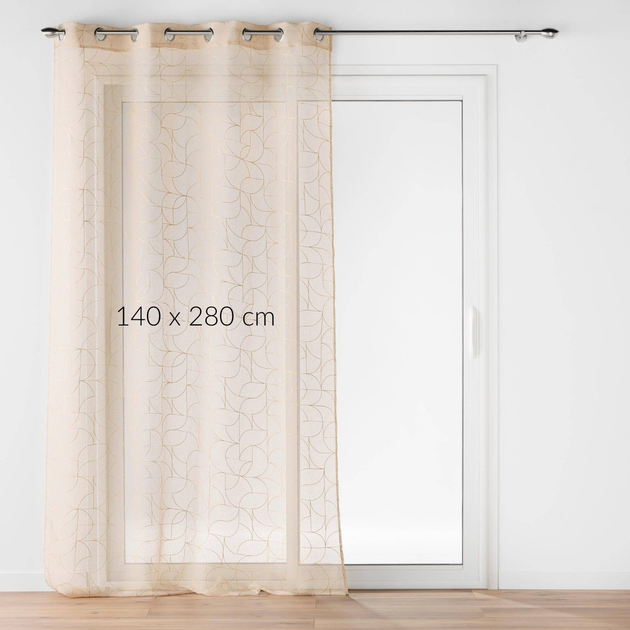 Firana Douceur d'intérieur Louxor na przelotkach ze złotym nadrukiem Beżowa 140 x 280 cm (3574386276481) - obraz 2