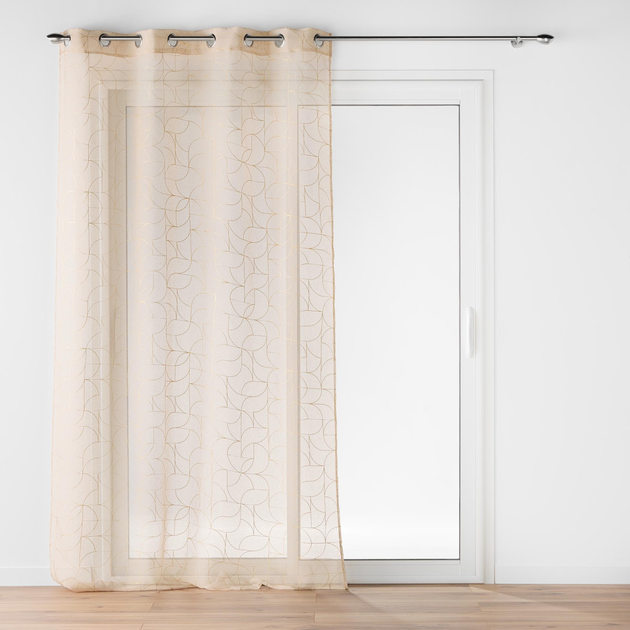 Firana Douceur d'intérieur Louxor na przelotkach ze złotym nadrukiem Beżowa 140 x 240 cm (3574386276467) - obraz 1