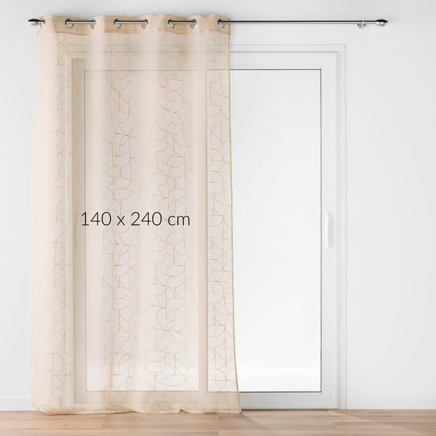 Firana Douceur d'intérieur Louxor na przelotkach ze złotym nadrukiem Beżowa 140 x 240 cm (3574386276467) - obraz 2