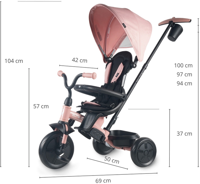 Rowerek trójkołowy Qplay Elite Platinum Pink (5061047481943) - obraz 7