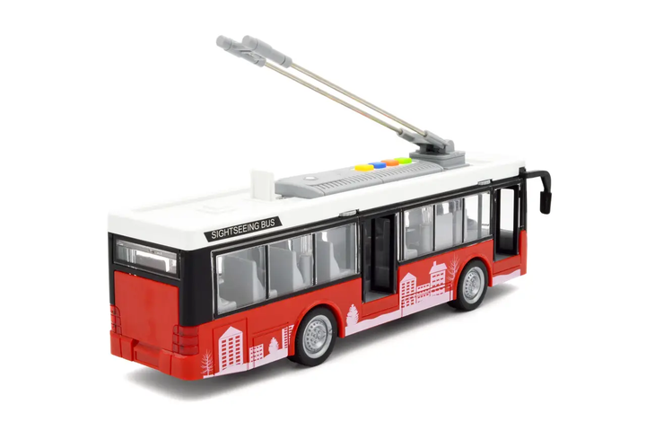 Троллейбус Wenyi City Service 1:16 инерционный 28см, звук/свет/открываются двери WY911A - изображение 6