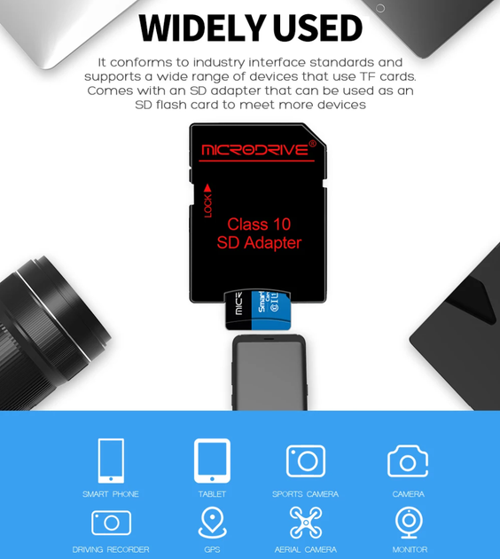 Карта памяти TF MicroSD Microdrive Class 10 64GB с адаптером - изображение 4