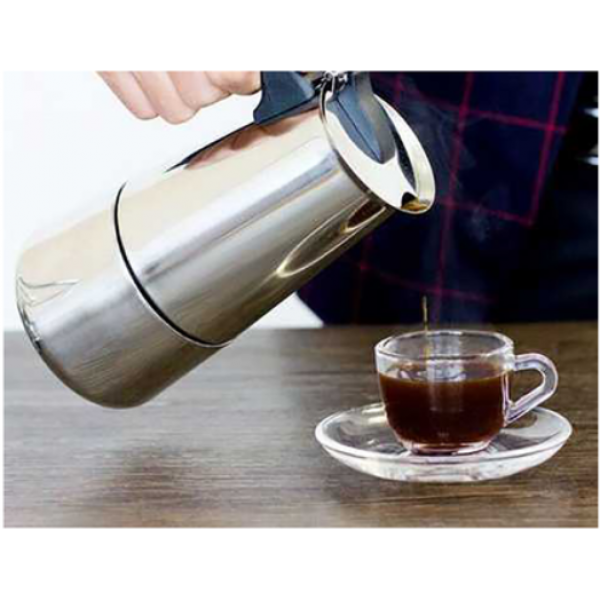 Гейзерна кавоварка з нержавіючої сталі Espresso Maker (ЕМ-9) на 9 чашок - Фото 3 Гейзерна кавоварка з нержавіючої сталі Espresso Maker (ЕМ-9) на 9 чашок - зображення 3