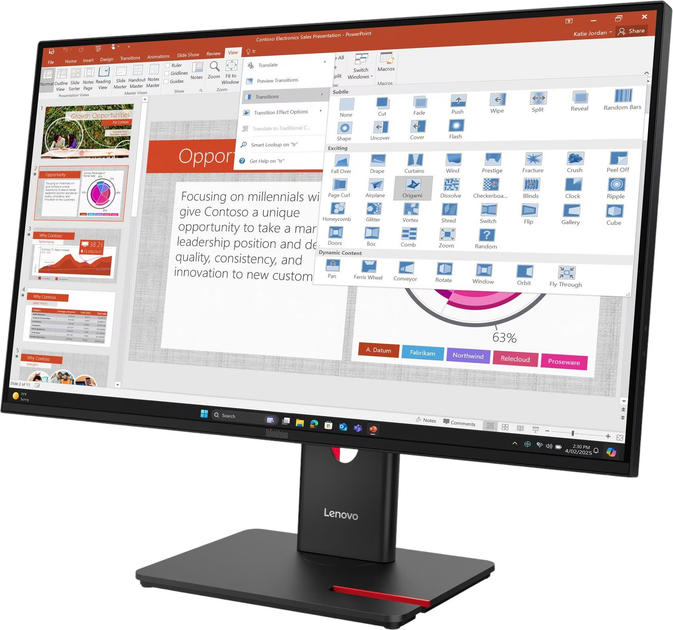 Monitor 27" Lenovo ThinkVision T27-40 (64A5MAT6EU) - obraz 3