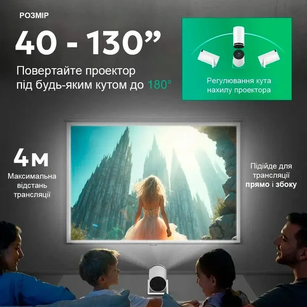 Домашний проектор HY300 Pro UltraHD 4K с Android 11, Wi-Fi 2.4G/5G, Bluetooth, HDMI, экран до 130", белый - Фото 4 Домашний проектор HY300 Pro UltraHD 4K с Android 11, Wi-Fi 2.4G/5G, Bluetooth, HDMI, экран до 130", белый - изображение 4