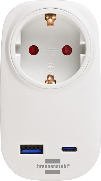 Rozgałęźnik sieciowy Brennenstuhl Type F + USB A + USB-C PD 20W White (4007123696000) - obraz 2