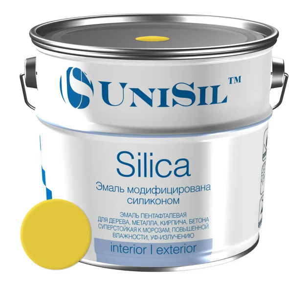 Эмаль пентафталевая Unisil Silica желтая 2.8 кг - Фото 1 Эмаль пентафталевая Unisil Silica желтая 2.8 кг - изображение 1