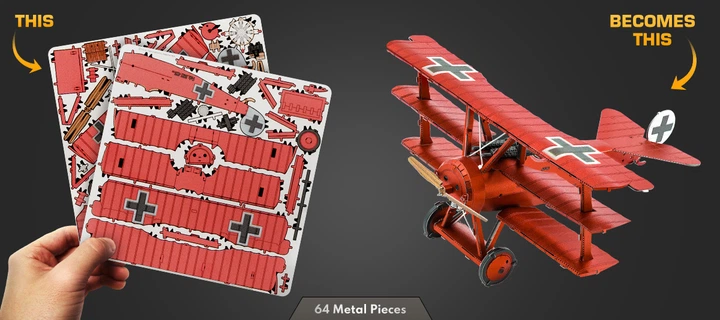 Металлический 3D конструктор Metal Earth "Самолет Fokker Dr. I Triplane" (MMS210) - изображение 12
