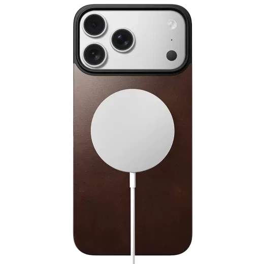 Кожаная магнитная накладка на заднюю панель Nomad Magnetic Horween Leather Back Rustic Brown для iPhone 17 Pro Max (NM014384858) - изображение 3
