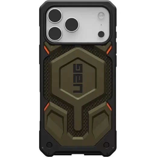 Противоударный чехол UAG Monarch Pro Kevlar Element Green для iPhone 17 Pro (11451311397B) - Фото 1 Противоударный чехол UAG Monarch Pro Kevlar Element Green для iPhone 17 Pro (11451311397B) - изображение 1