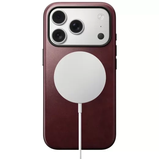 Кожаный чехол Nomad Modern Horween Leather Case Burgundy для iPhone 17 Pro (NM011857858) - изображение 2