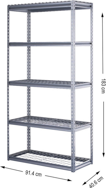 Regał magazynowy Haushalt HS5/WIRE 91.4 x 40.6 x 183 cm (000051336132) - obraz 3