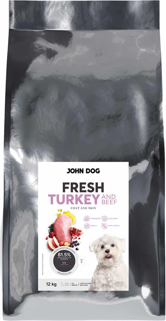 Sucha karma dla psów John Dog Fresh Adult Indyk i wołowina S 12 kg (5903769014552) - obraz 3