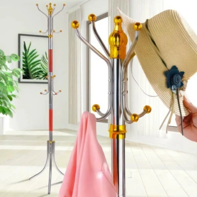 Напольная вешалка для одежды Coat Rack (тренога), 16 крючков, металлическая Красная - Фото 14 Напольная вешалка для одежды Coat Rack (тренога), 16 крючков, металлическая Красная - изображение 14