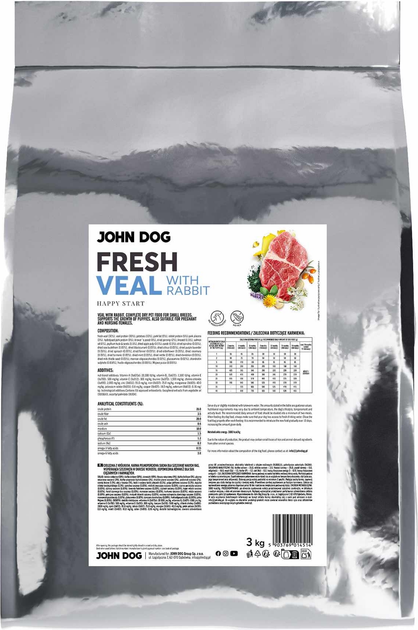 Сухий корм для цуценят John Dog Fresh Puppies Телятина з кроликом S 3 кг (5903769014514) - зображення 4