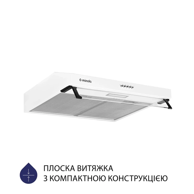 Кухонная вытяжка Minola HPL 517 WH, белая плоская стандартная под навесной шкаф, с стеклянным козырьком, 49,5 см - изображение 5