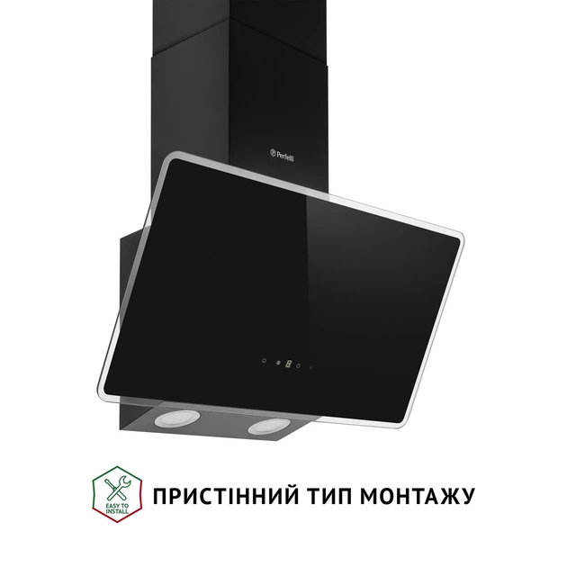Кухонная вытяжка PERFELLI VICCO 6HSR NERO, черная декоративная наклонная настенная, с пультом ДУ, 59,5 см - изображение 2