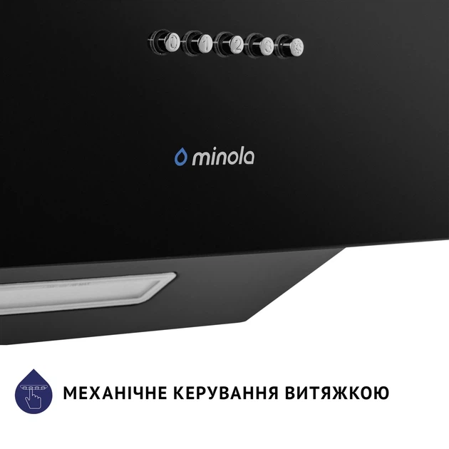 Кухонная вытяжка Minola HDN 5224 BL 700 LED, черная декоративная наклонная настенная, 700 куб.м., шириной 49,5 см - изображение 9