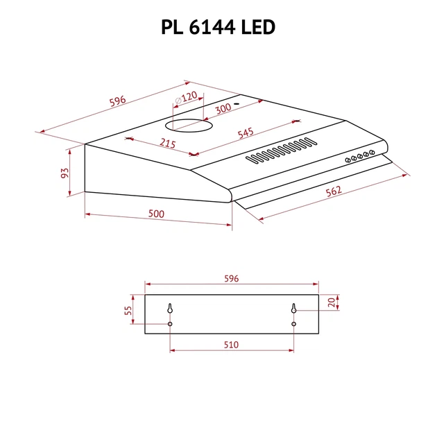 Кухонная вытяжка плоская PERFELLI PL 6144 Dark BR LED, стандартная коричневая вытяжка на кухню, 59,6 см - изображение 8