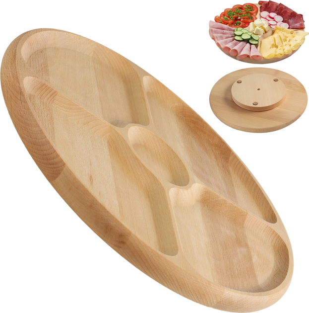 Deska do serwowania Kadax 4-komorowa bukowa 33.5 cm (5903699481271) - obraz 1