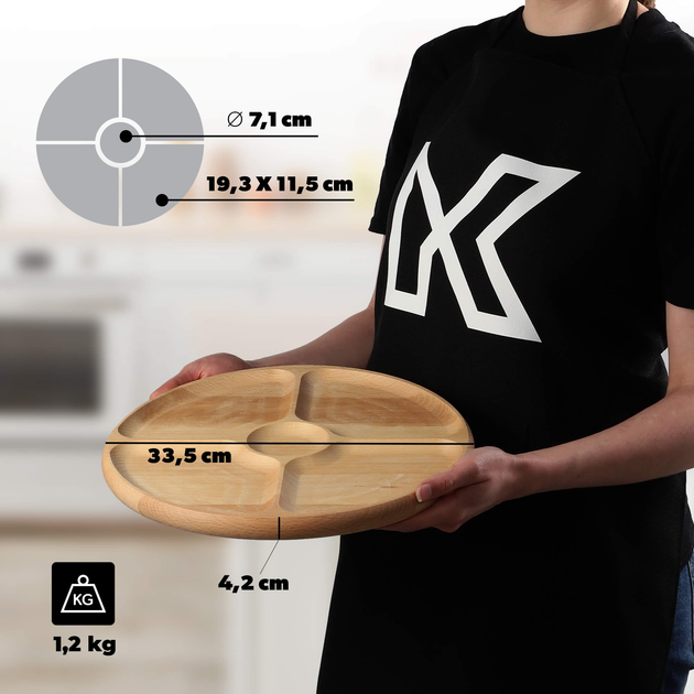 Deska do serwowania Kadax 4-komorowa bukowa 33.5 cm (5903699481271) - obraz 7