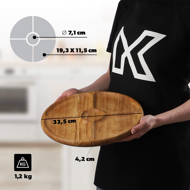 Deska do serwowania Kadax 4-komorowa dębowa 33.5 cm (5903699481288) - obraz 8