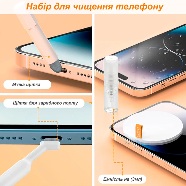 Многофункциональный Набор 20в1 для Чистки Электроники, Разъемов Телефона, Наушников, Камеры, Универсальный - изображение 11