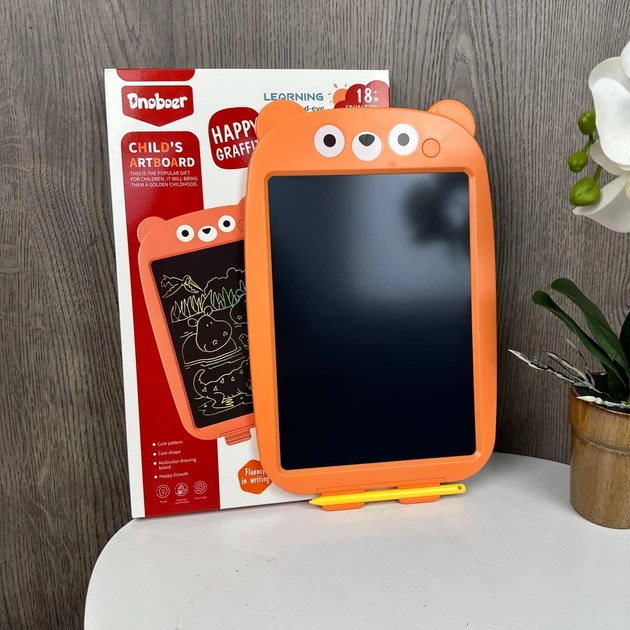 Детский Планшет Доска Для Рисования Lcd Медведь, Планшетка Для Художества Мишка Детская 12 Дюймов Оранжевый (318995) - изображение 3