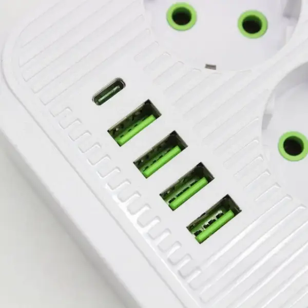 Удлинитель электрический Тк-9 (8×220В+4×USB+1×Type-C) F16u Chest сетевой фильтр с USB 3 м Белый (АК-5885) - Фото 4 Удлинитель электрический Тк-9 (8×220В+4×USB+1×Type-C) F16u Chest сетевой фильтр с USB 3 м Белый (АК-5885) - изображение 4