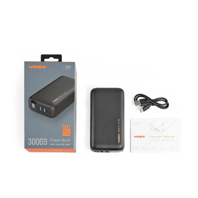 Повербанк 30000mAh VIDEX VPB-297 22.5W Black VPB-297-B 28297 - изображение 7