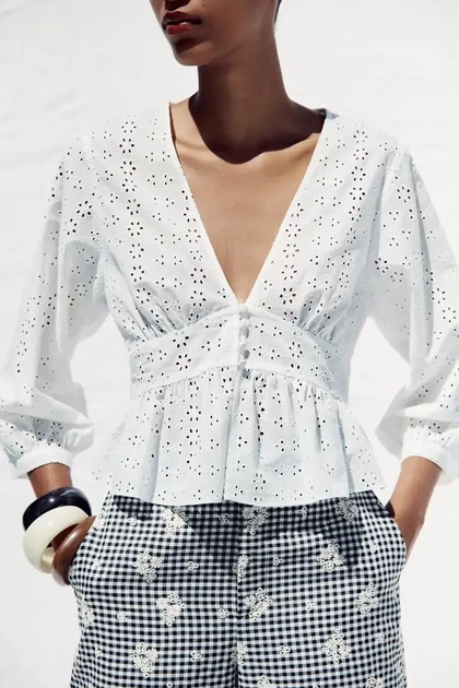 Сорочка з ажурною перфорацією Zara 3722/819 XL Біла (03722819250XL