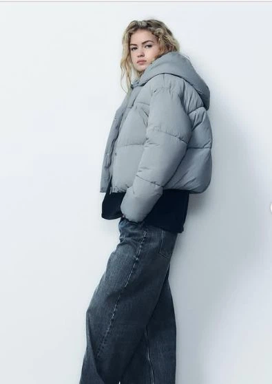 Стеганый анорак Zara water-repellent серо-голубой M 4749\747\811