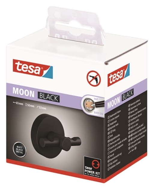 Вішак TESA Moon для халата, без свердління, чорний (4063565127274) - зображення 4