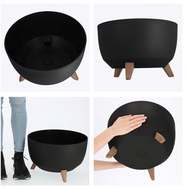 Donica ogrodowa na nóżkach Kadax z wkładką na dno Czarna 40 cm (5903699473665) - obraz 5