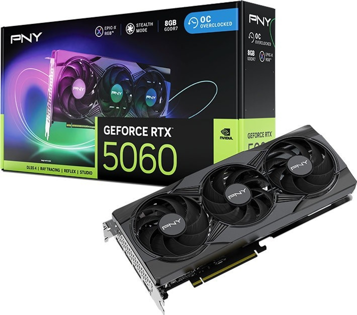 Karta graficzna PNY PCI-Ex GeForce RTX 5060 ARGB EPIC-X RGB OC 8GB GDDR7 (128bit) (2580/28000) (HDMI, 3 x DisplayPort) (VCG50608TFXXPB1-O) - obraz 10
