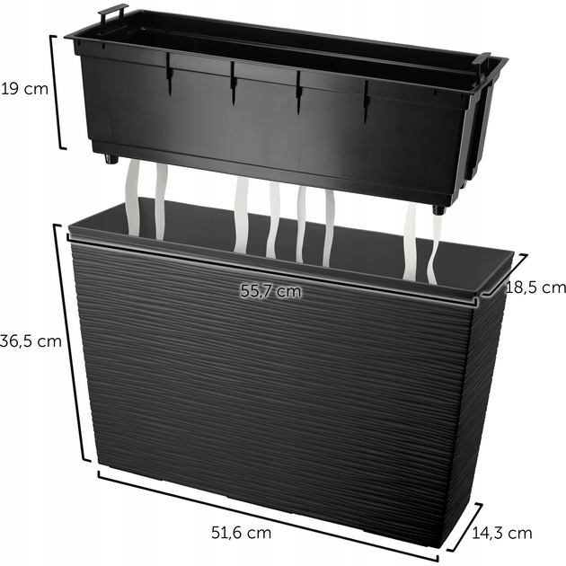 Садове кашпо із горщиком Kadax Чорне 19x56 см (5903699428719) - зображення 3