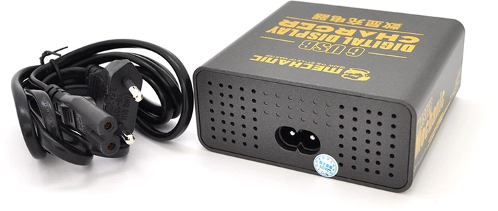 Зарядна станція з цифровою індикацією Mechanic F-Power 6S, PD3.1-5В4А, 9В2.2A, 12В1.67А, 15В3А, 20В2, 25А, QC-3, 4xUSB-A, 220V/50W, 197x151x68 мм (YT40924) - зображення 2