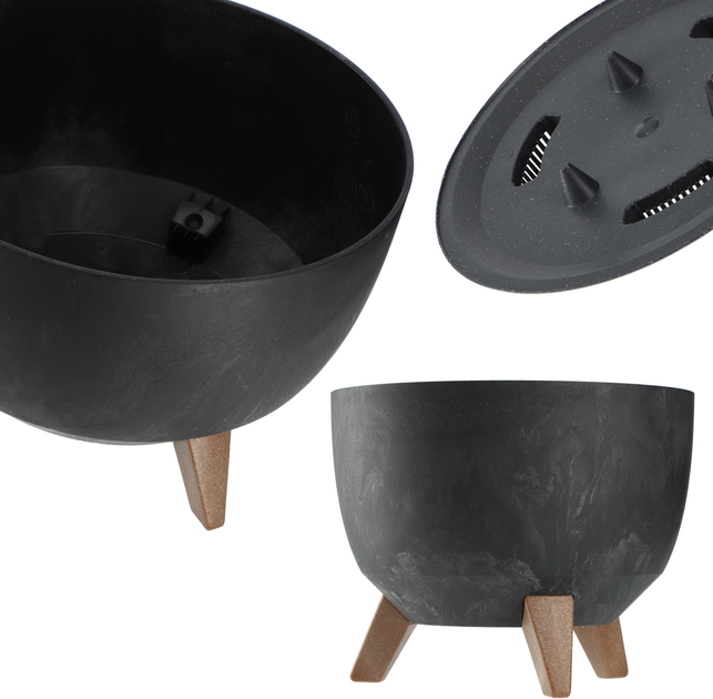 Doniczka ogrodowa na nóżkach Kadax z wkładką na dno Czarna 29 cm (5903699496008) - obraz 6